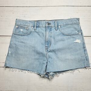 Madewell Relaxed Denim Shorts Light Wash Raw Hem Jean Cutoffs Distressed 28